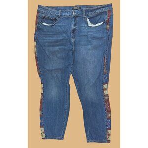 Judy Blue Womens Relaxed Fit Denim Jeans 24W With Aztec Side Trim